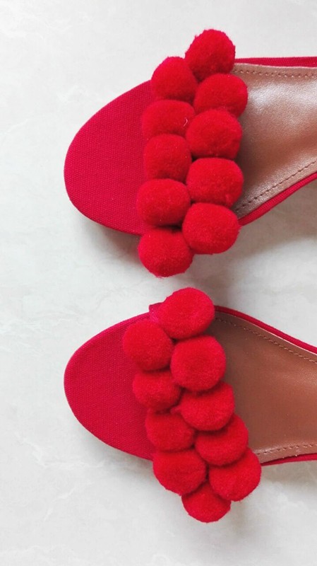 Felicia Red Pom Pom Heel Sandals (3)