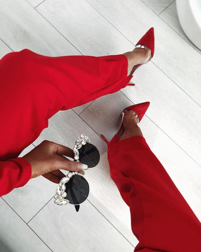 Tiffany Red - Red suede leather pumps - The Cadence's