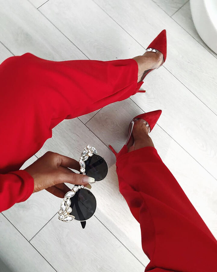 Tiffany escarpins en cuir daim rouge (1)